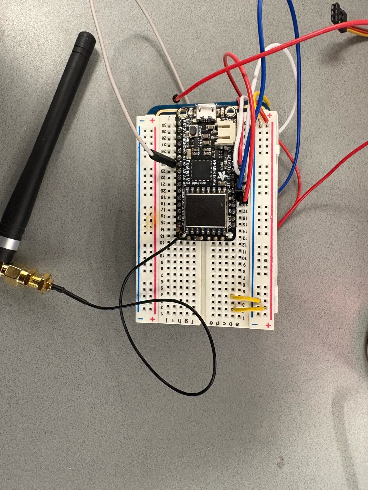 Radio prototype on a breadboard