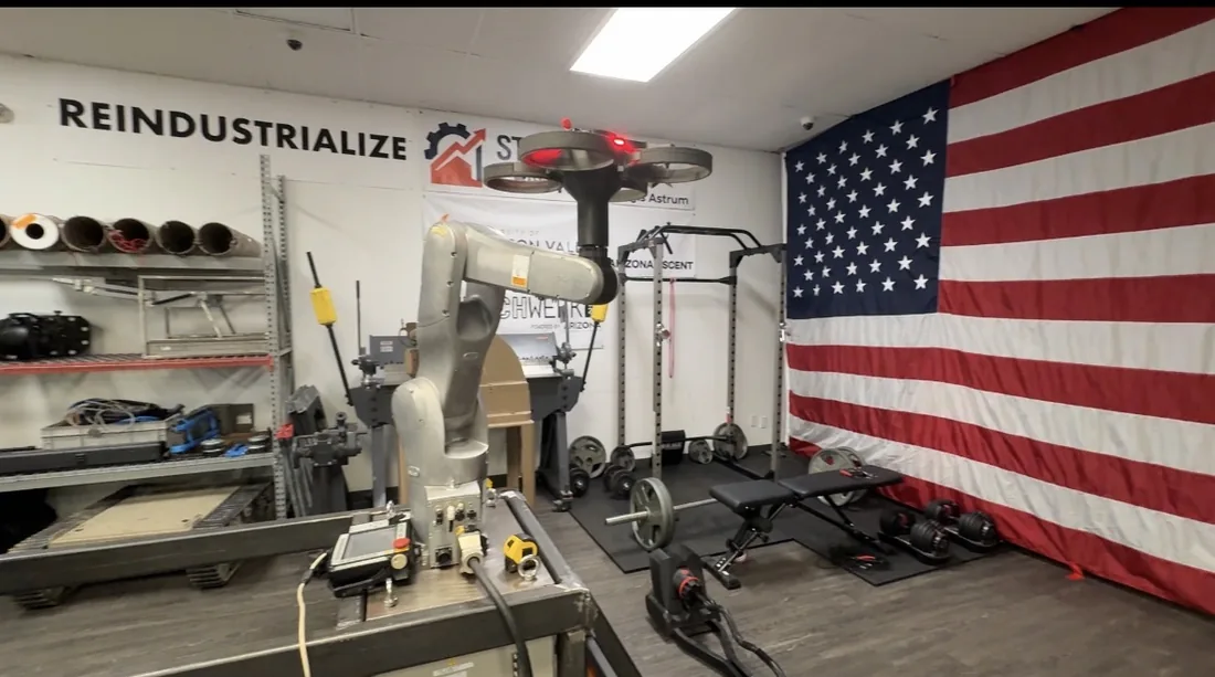 Drone mounted on a six-axis robotic arm for sensor calibration