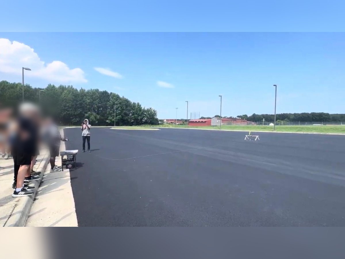 Students at a rocket launch line