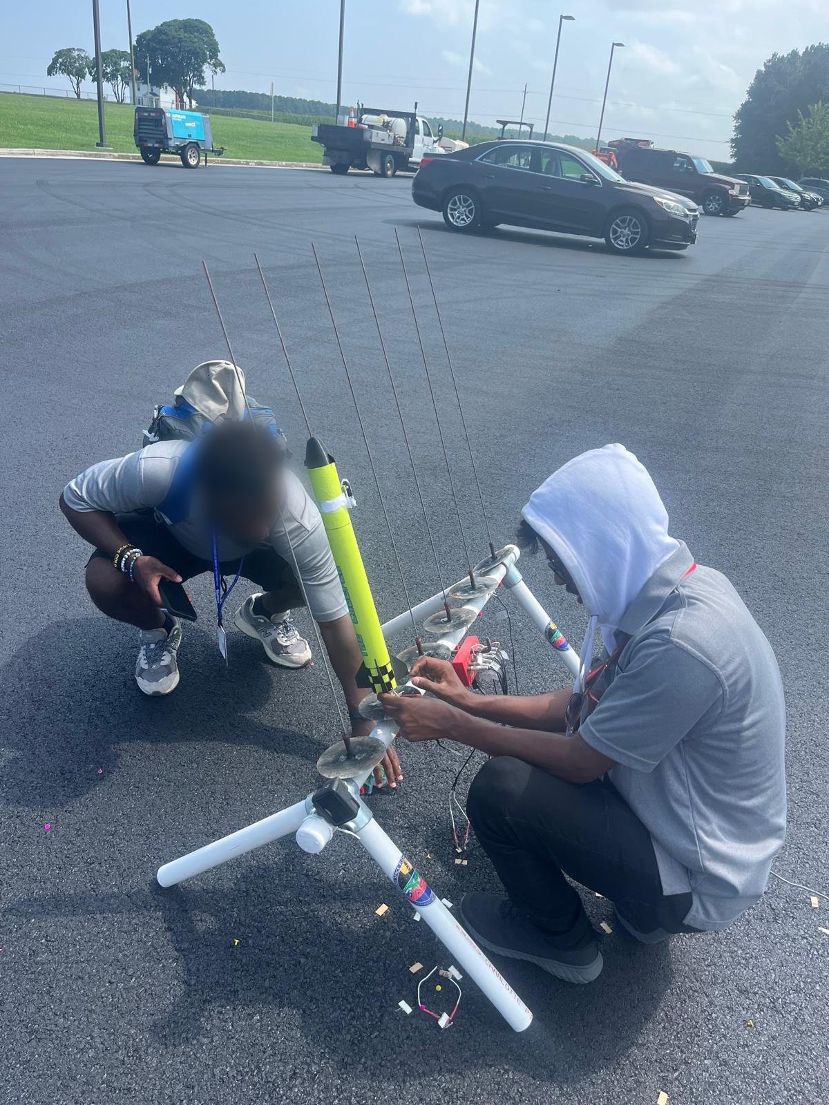 Preparing a rocket on the launch pad